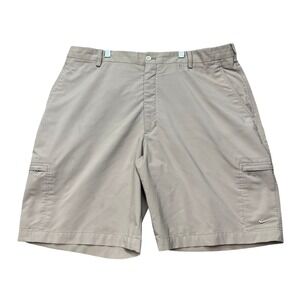 Nike Golf FIT DRY Shorts Mens 36 Tan Cargo Flat Front Performance Stretch Swoosh